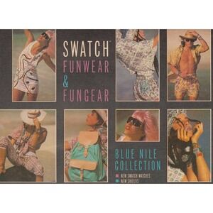 Vintage 1986 Swatch Watch Print Ad Blue Nile Collection Funwear Fungear Fashion